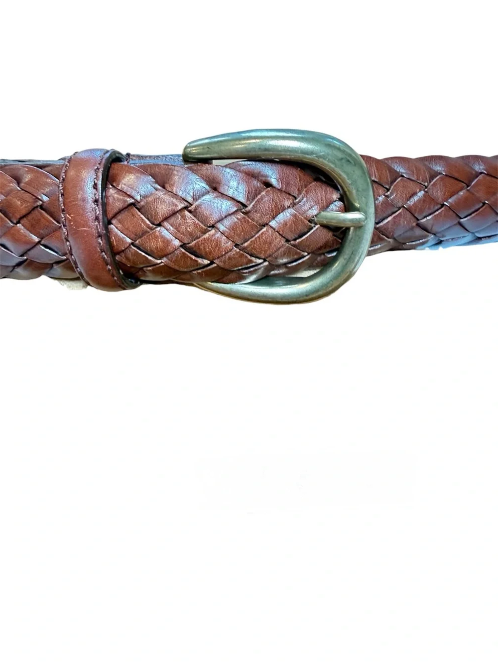 Classic Lands End Mens Braided Leather Belt Brown Mens Size 42 #506